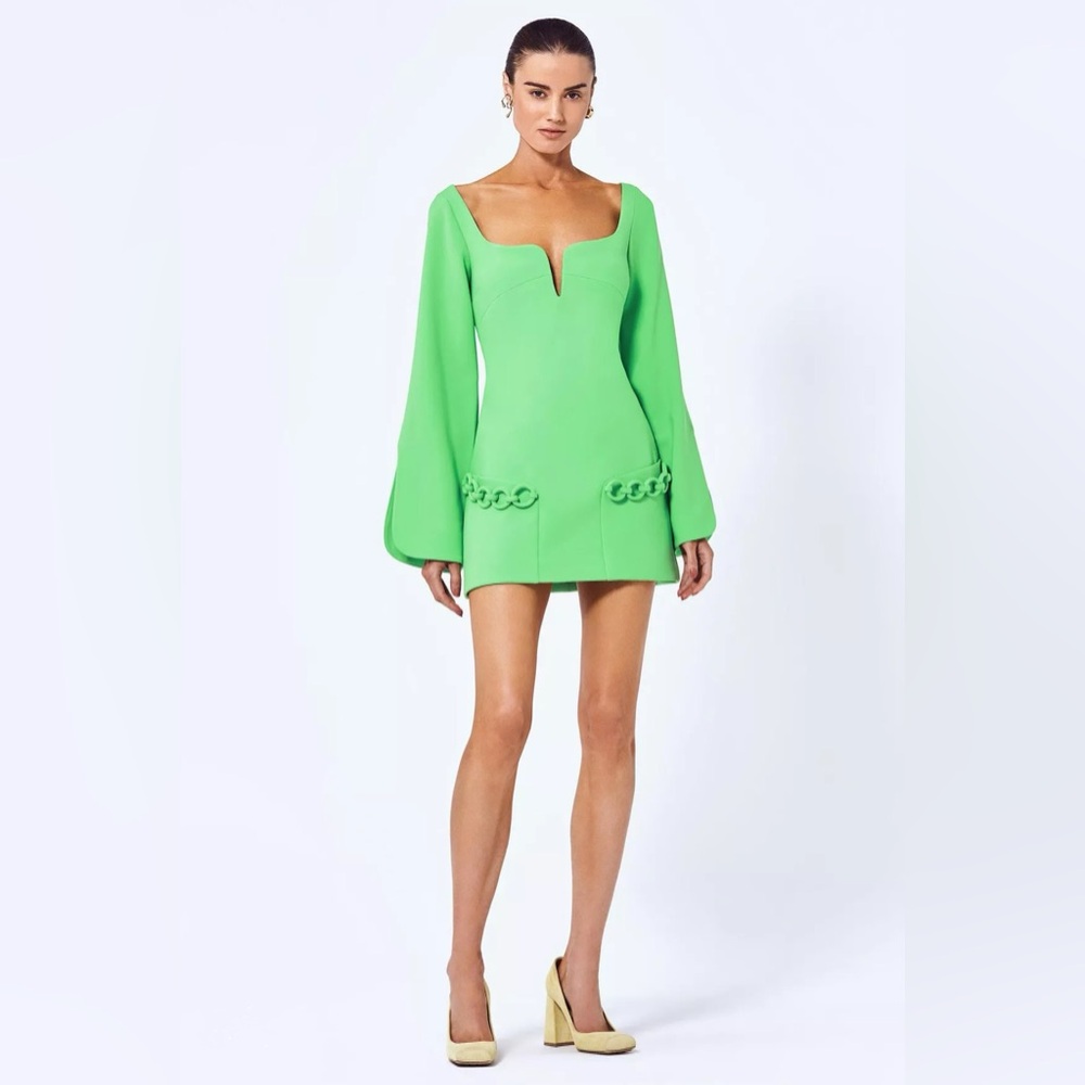 Alexis | Azize Chain Detail Mini Dress — Lime Green / Clover